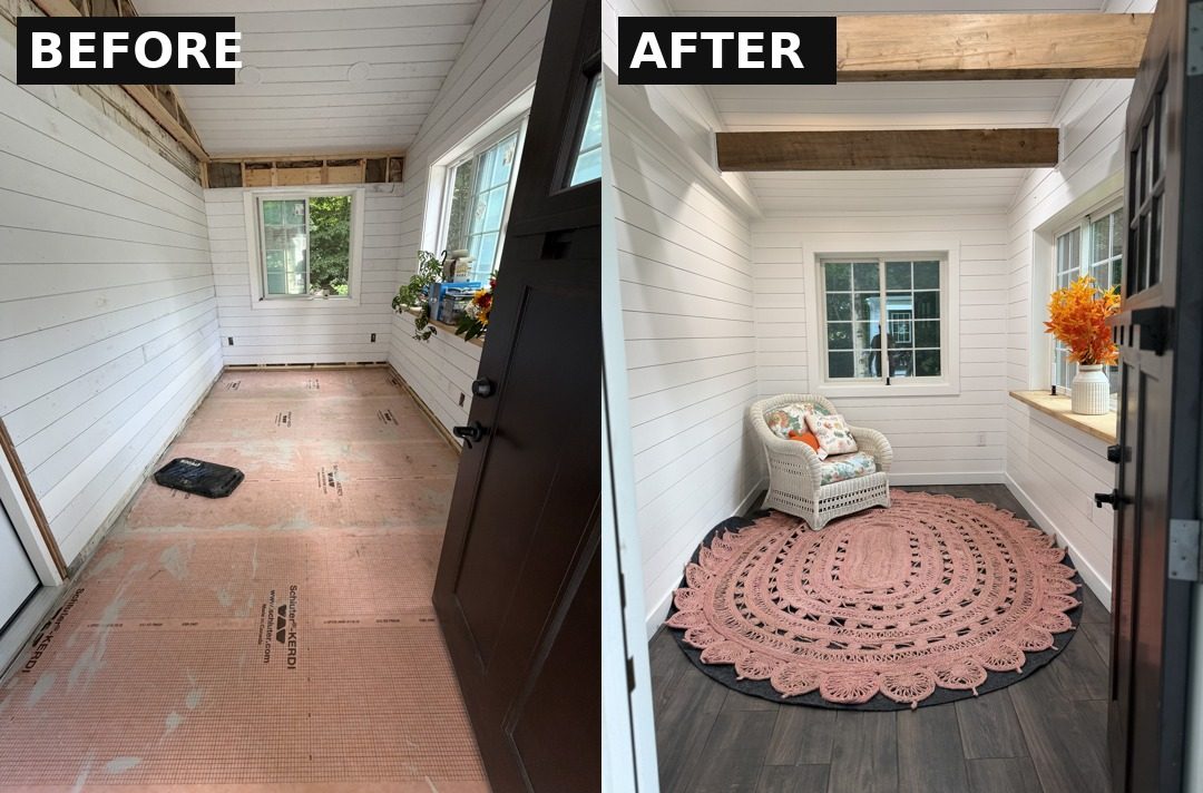Old sunroom before, and the new addition after